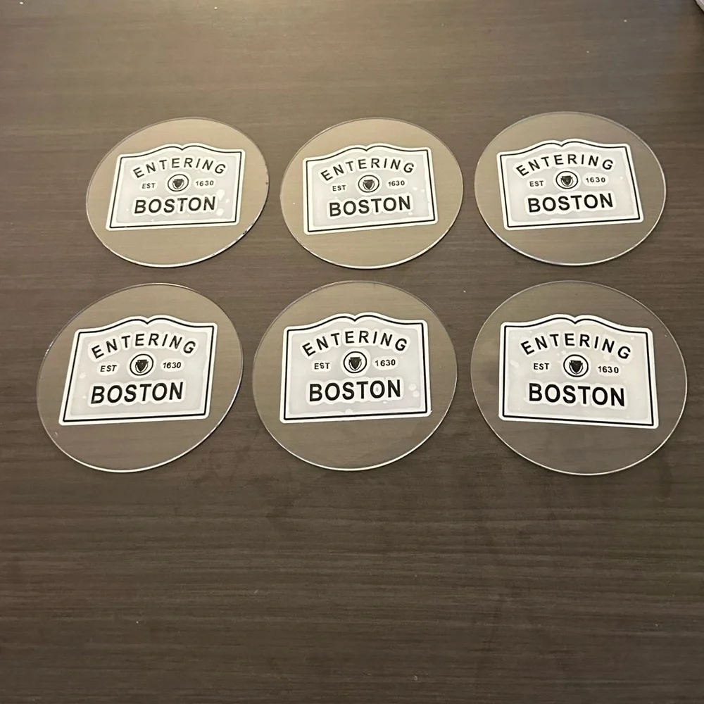 6 Entering Boston Acrylic Drink Coasters
